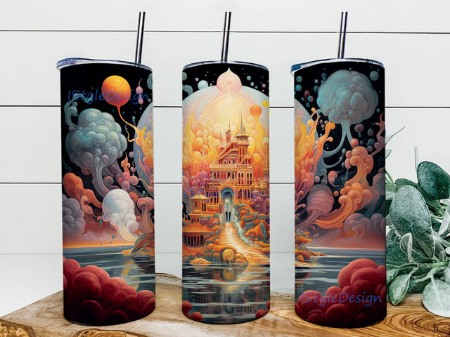 Psychedelic Courthouse 20oz Skinny Tumbler Sublimation Design, Psychedelic Tumbler Wrap Png, Hippie Trippy Wrap, Vintage Tumbler, Colorful Psychedelic Tumbler Sublimation iStyleDesign 