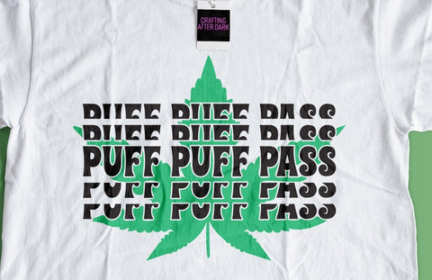 Puff Puff Pass Retro Stacked Marijuana Leaf SVG Design | So Fontsy SVG Crafting After Dark 