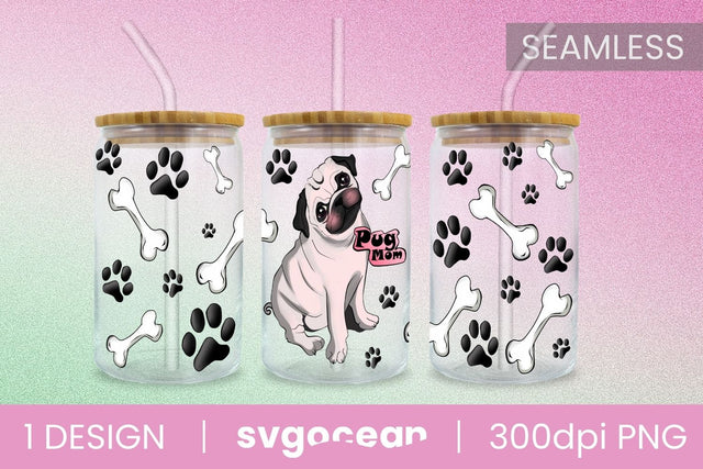 Pug Can Glass PNG Sublimation SvgOcean 