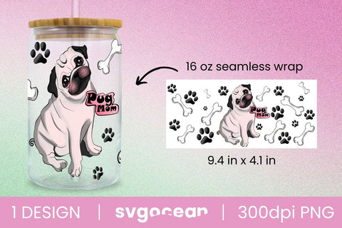 Pug Can Glass PNG Sublimation SvgOcean 