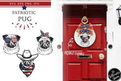 Pug Dog Patriotic Cut files and Sublimation SVG Loveleen Kaur 