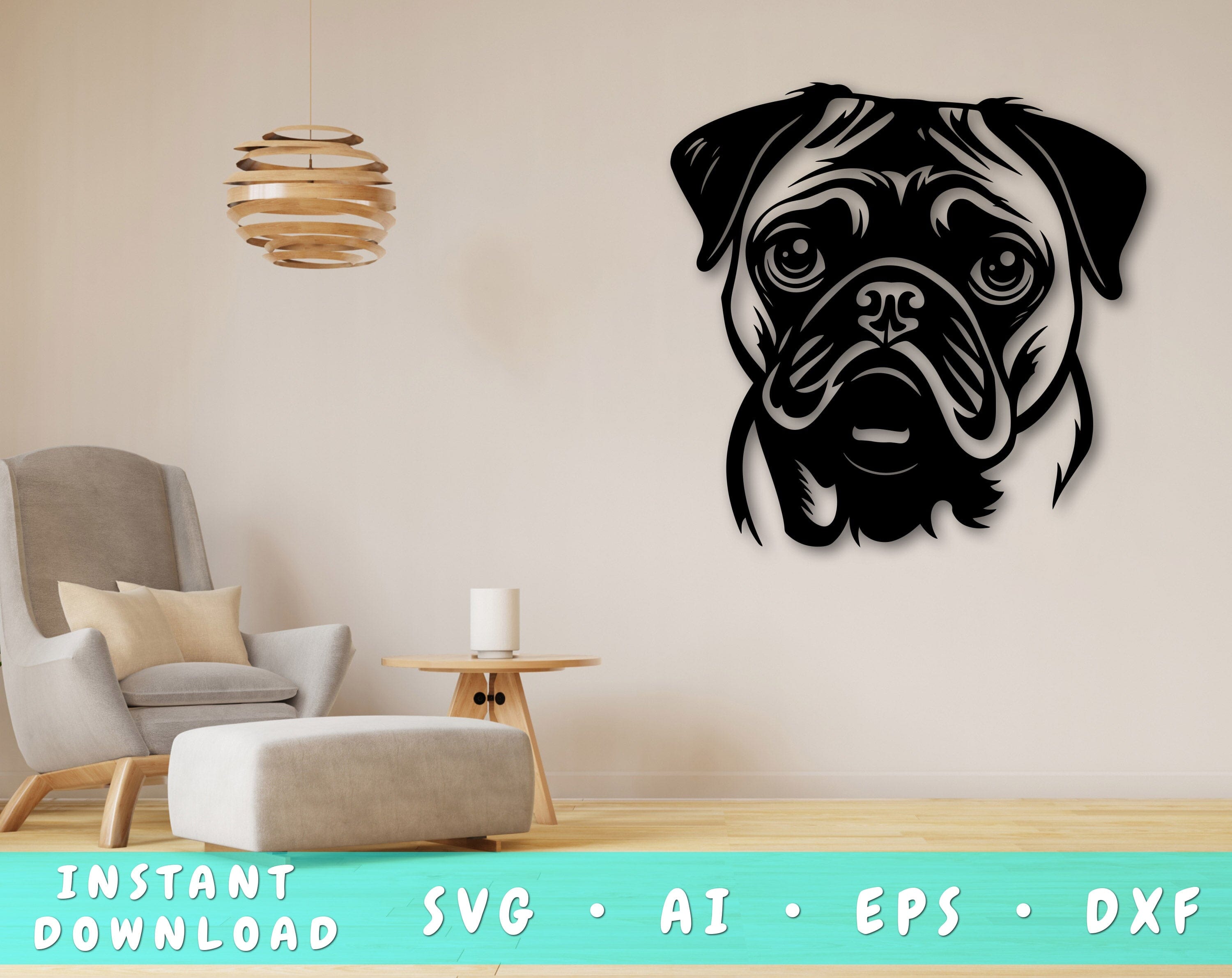 Pug Dog SVG File Print Art SVG and Print Art at