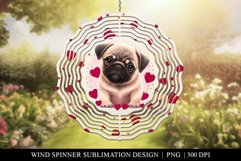 Pug Love Valentine's Day Wind Spinner Sublimation PNG Sublimation BijouBay 