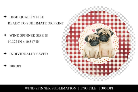 Pug Love Wind Spinner PNG - Print or Sublimation Design Sublimation BijouBay 