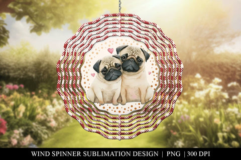 Pug Love Wind Spinner PNG - Print or Sublimation Design Sublimation BijouBay 