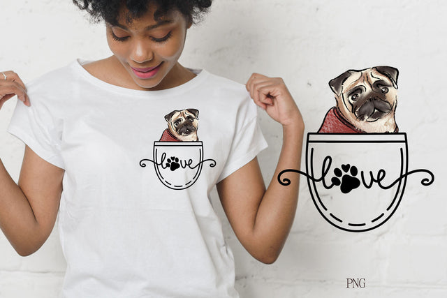 Pug Lover T-shirt Design | Dog Sublimation | Dog in pocket Sublimation Pfiffen's World 