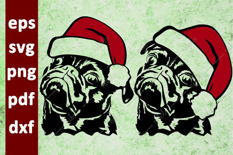 Pug Santa Hat Cut File Clipart PNG SVG EPS DXF PDF SVG nikola 