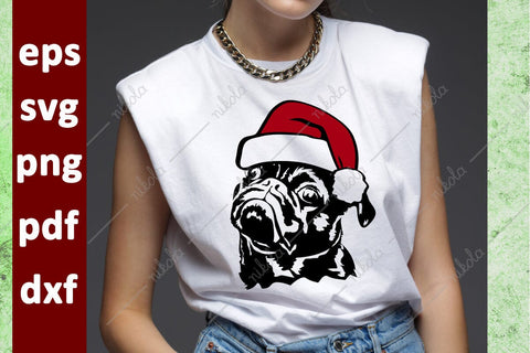 Pug Santa Hat Cut File Clipart PNG SVG EPS DXF PDF SVG nikola 