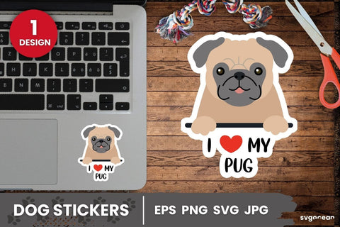 Pug Sticker SVG | Printable | Digital planner SVG SvgOcean 