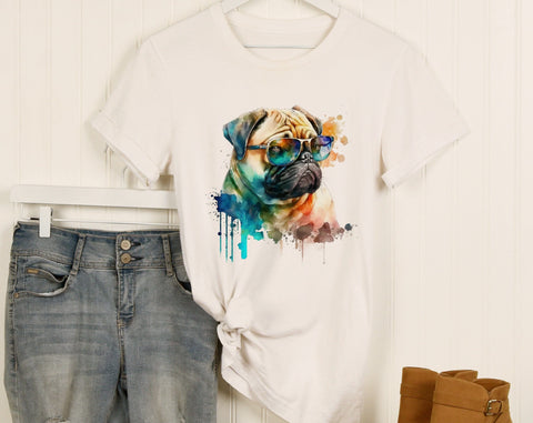 Pug Sublimation Designs Bundle, 6 Designs, Pug PNG Files, Pug In Sunglasses PNG, Pug And Butterfly PNG, Pug Clipart Sublimation HappyDesignStudio 