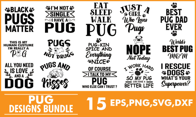 Pug SVG Designs Bundle SVG PatternFeed8 