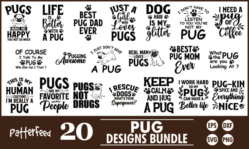 Pug SVG Designs Bundle SVG PatternFeed8 