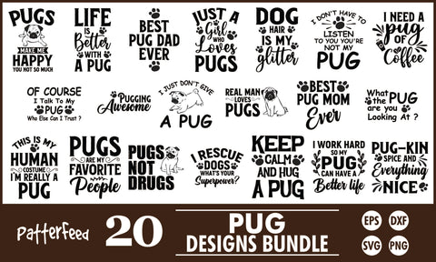 Pug SVG Designs Bundle SVG PatternFeed8 