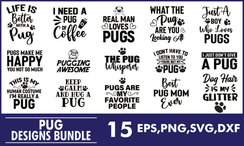 Pug SVG Designs Bundle SVG PatternFeed8 