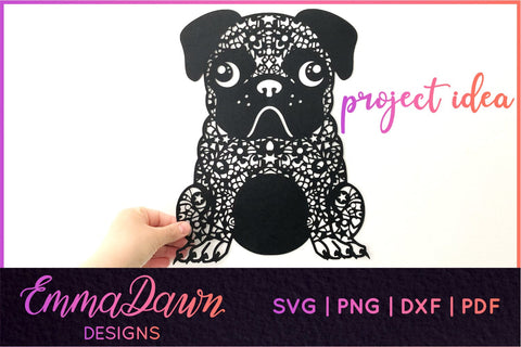 Pug SVG | Dog Zentangle Cut File SVG Emma Dawn Designs 