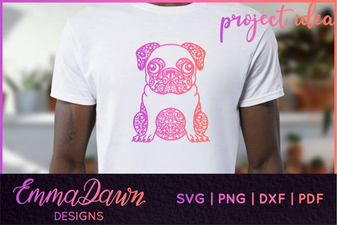 Pug SVG | Dog Zentangle Cut File SVG Emma Dawn Designs 