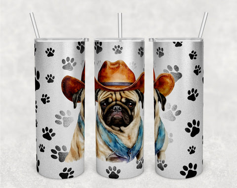 Pug Tumbler Wraps Bundle, 20 Oz Skinny Tumbler Pug Sublimation Designs, Seamless Pug PNG, 5 Designs Sublimation HappyDesignStudio 