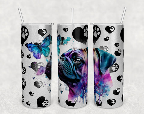 Pug Tumbler Wraps Bundle, 20 Oz Skinny Tumbler Pug Sublimation Designs, Seamless Pug PNG, 5 Designs Sublimation HappyDesignStudio 