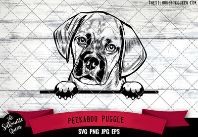 Puggle Peek A Boo | Peekaboo | Peeking Dog Face SVG for Glowforge, Cricut, Laser, Silhouette, Scan n cut files SVG Loveleen Kaur 
