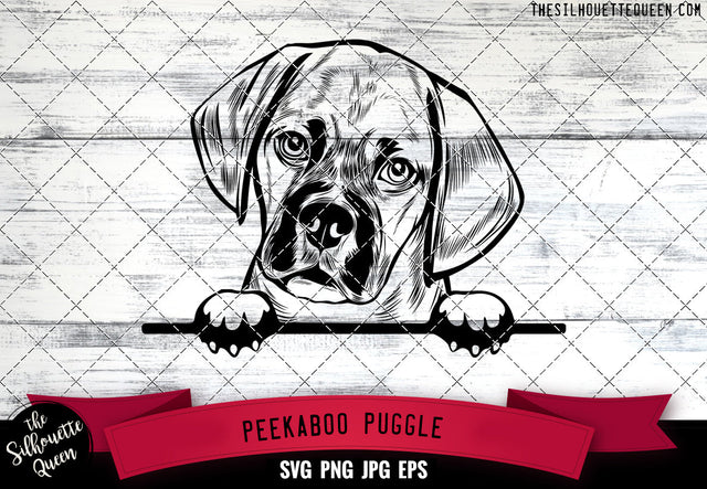 Puggle Peek A Boo | Peekaboo | Peeking Dog Face SVG for Glowforge, Cricut, Laser, Silhouette, Scan n cut files SVG Loveleen Kaur 