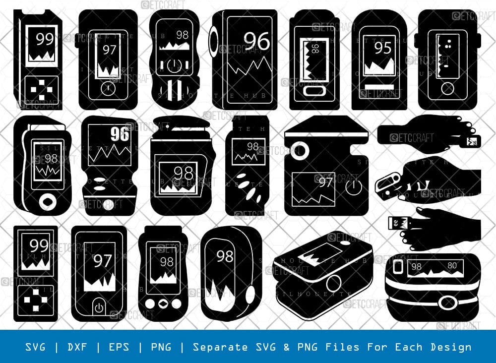 Pulse Oximeter Silhouette, Oximeter SVG, Medical Equipment Svg, Finger ...