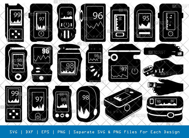 Pulse Oximeter Silhouette, Oximeter SVG, Medical Equipment Svg, Fingertip Oximeter Svg, Medical Tool Svg, Oximeter Bundle, SB00867 SVG ETC Craft 