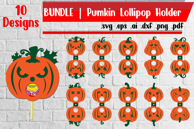 Pumkin Lollipop Holders - svg dxf eps ai png pdf 3D Paper zafrans studio 