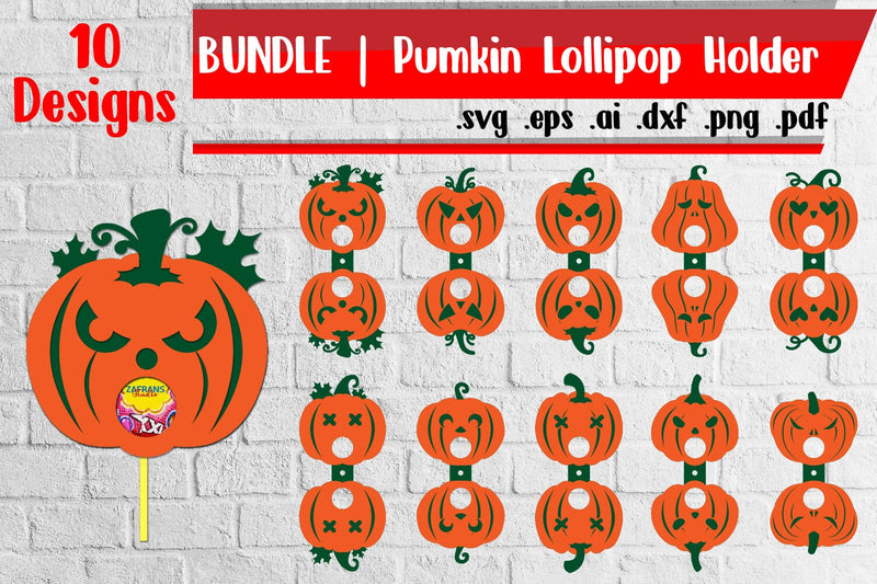 Pumkin Lollipop Holders - svg dxf eps ai png pdf 3D Paper zafrans studio 