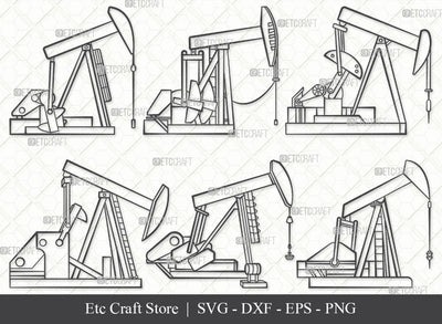 Pump Jack SVG, Pump Jack Outline, Oil Pumpjack Svg, Oil Derrick Svg, Oil Pump Svg, Oil Rig Svg, Petroleum Pump Svg, Pump Jack Bundle SVG ETC Craft 
