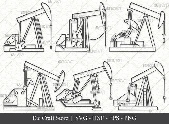 Pump Jack SVG, Pump Jack Outline, Oil Pumpjack Svg, Oil Derrick Svg, Oil Pump Svg, Oil Rig Svg, Petroleum Pump Svg, Pump Jack Bundle SVG ETC Craft 