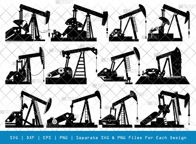 Pump Jack SVG, Pump Jack Silhouette, Oil Pumpjack Svg, Oil Derrick Svg, Oil Pump Svg, Oil Rig Svg, Petroleum Pump Svg, Pump Jack Bundle SVG ETC Craft 
