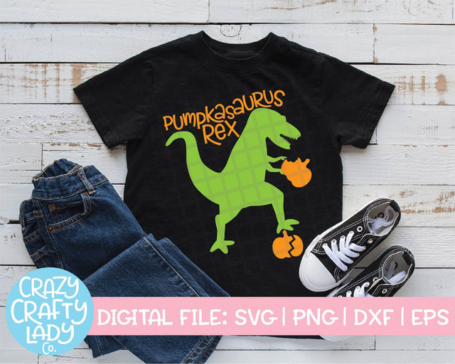Pumpkasaurus Rex | Fall Dinosaur SVG Cut File SVG Crazy Crafty Lady Co. 
