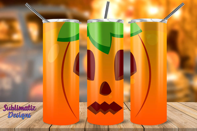 Pumpkin 20 oz Skinny Tumbler Wrap Tapered and Straight Template, Halloween Design. Sublimation Sublimatiz Designs 