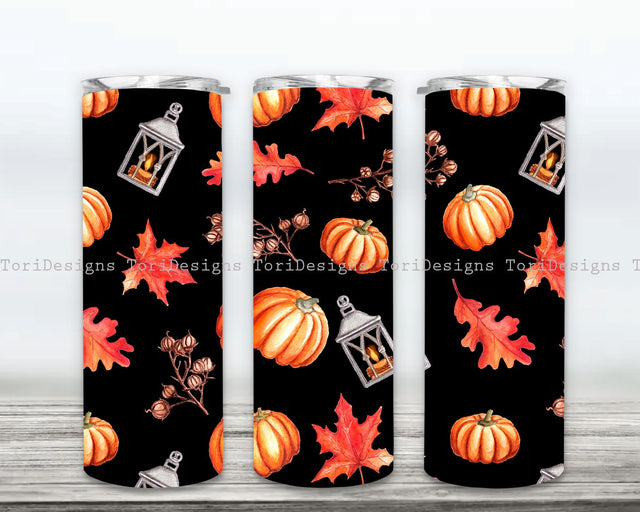 Pumpkin 20oz Tumbler Sublimation Design, Instant Digital Download, Straight & Tapered Tumbler Wrap, Floral Halloween, Pumpkin Watercolor Tumbler Design Sublimation ToriDesigns 