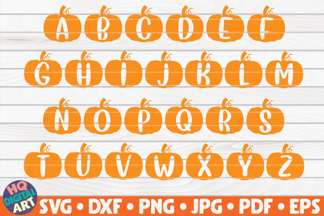 Pumpkin Alphabet SVG | Solid Font Letters SVG HQDigitalArt 