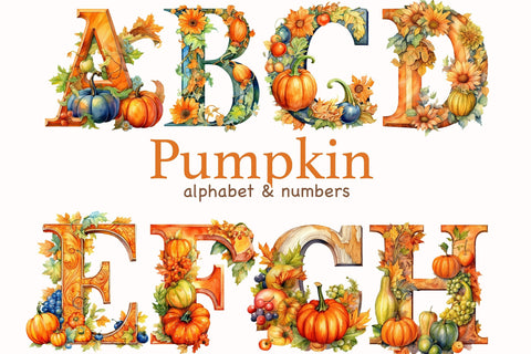 Pumpkin Alphabet | Wedding Invitation Clipart Set SVG GlamArtZhanna 