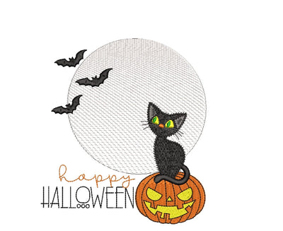 Pumpkin and cat machine embroidery design, Halloween machine embroidery design, 4 sizes. Embroidery/Applique DESIGNS ArtEMByNatalia 