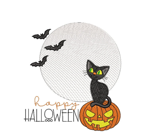 Pumpkin and cat machine embroidery design, Halloween machine embroidery design, 4 sizes. Embroidery/Applique DESIGNS ArtEMByNatalia 