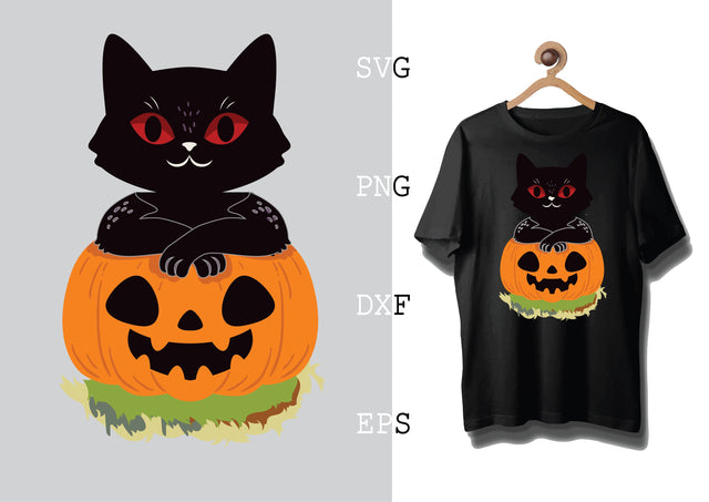 Pumpkin and cat Svg, Cat Lover Svg, Cat Quotes Svg, Png, Eps, Dxf Files SVG DesignTShirt 