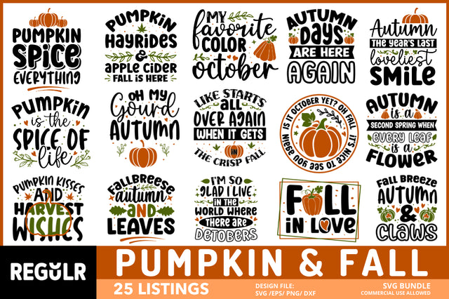 Pumpkin And Fall SVG Bundle SVG Regulrcrative 