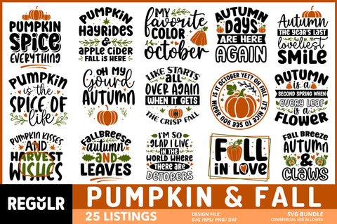 Pumpkin And Fall SVG Bundle SVG Regulrcrative 