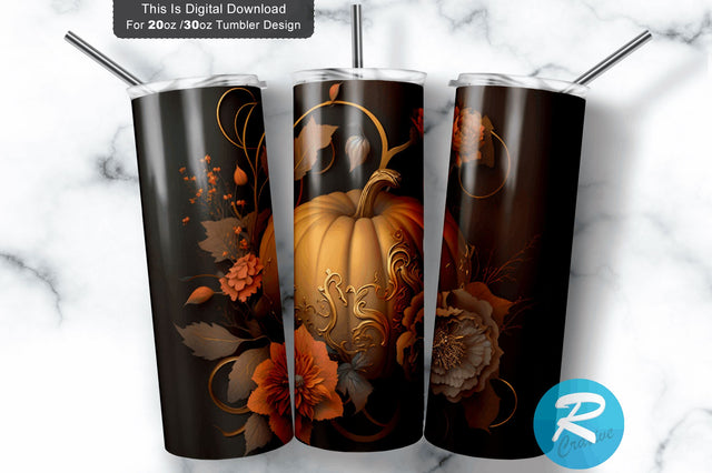 Pumpkin And Flower 20 oz / 30 oz Tumbler PNG Sublimation Regulrcrative 