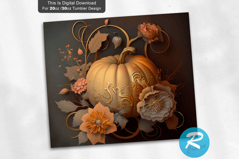 Pumpkin And Flower 20 oz / 30 oz Tumbler PNG Sublimation Regulrcrative 