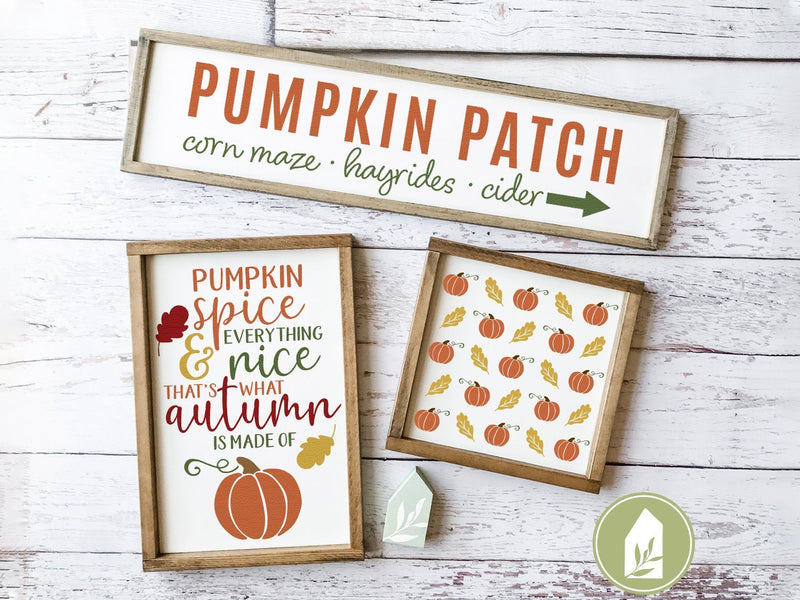Pumpkin and Oak Leaf Pattern SVG | Autumn SVG | Farmhouse Sign Design ...