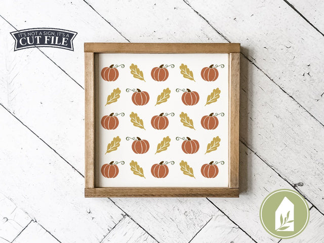 Pumpkin and Oak Leaf Pattern SVG | Autumn SVG | Farmhouse Sign Design SVG LilleJuniper 