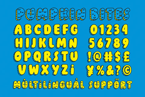 Pumpkin Bites – A Playful and Whimsical Display Font Font Four Lines Std. 