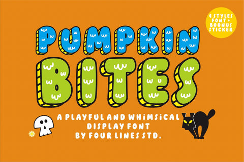 Pumpkin Bites – A Playful and Whimsical Display Font Font Four Lines Std. 