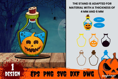 Pumpkin Bottle Multilayered Laser Cut Design | Svg Bundle | Glowfoge SVG SvgOcean 