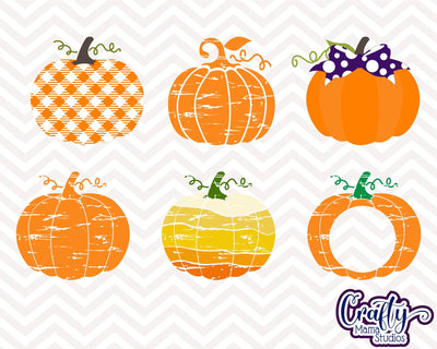 Pumpkin - Buffalo Plaid Fall Pumpkin - Patterned Pumpkin Bundle - Monogram Frame SVG Crafty Mama Studios 
