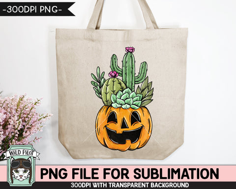 Pumpkin Cactus Planter SUBLIMATION design PNG, Cactus Pumpkin png file, Jack o Lantern sublimation, Fall png, Autumn png, Halloween png, Succulent png Sublimation Wild Pilot 
